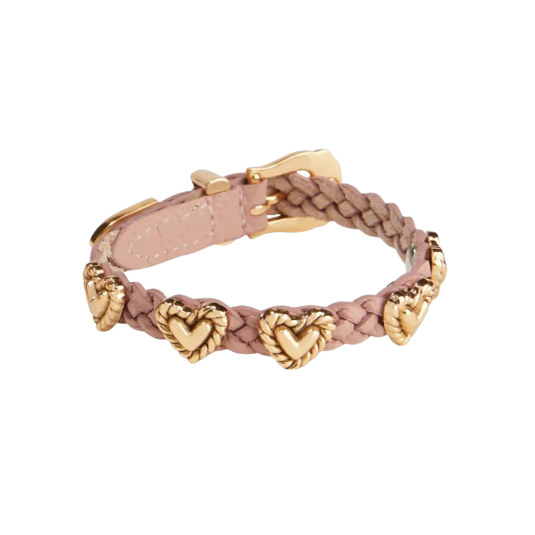 Brighton Women's Roped Heart Braid Bandit Gold Pink Sand Bracelet