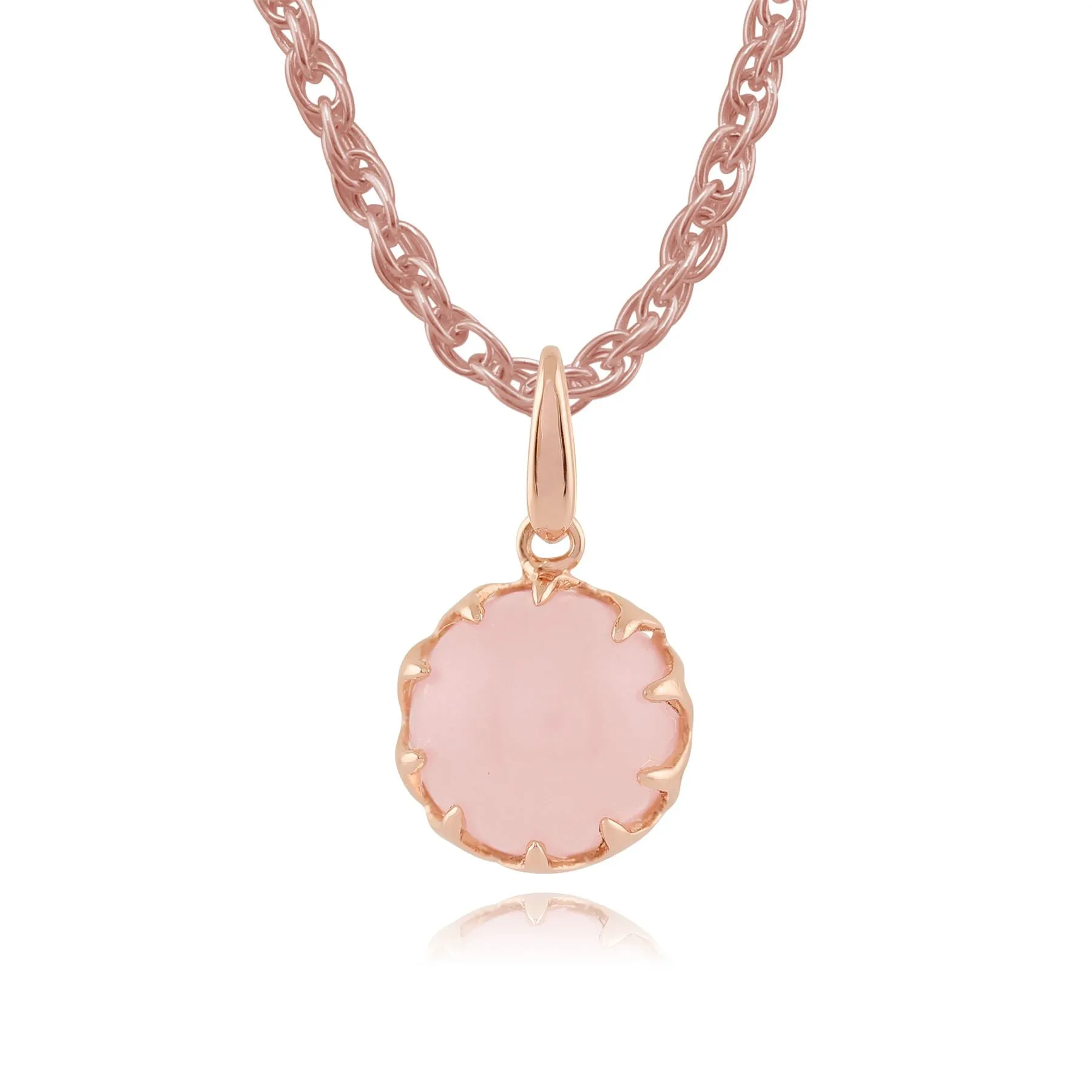 Calo' Rose Quartz Pastell Anhänger Halskette in 9ct Rosen Gold Beschichtet Sterlingsilber