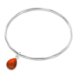 Carnelian Charm Bangle Silver July Birthstone Bangle