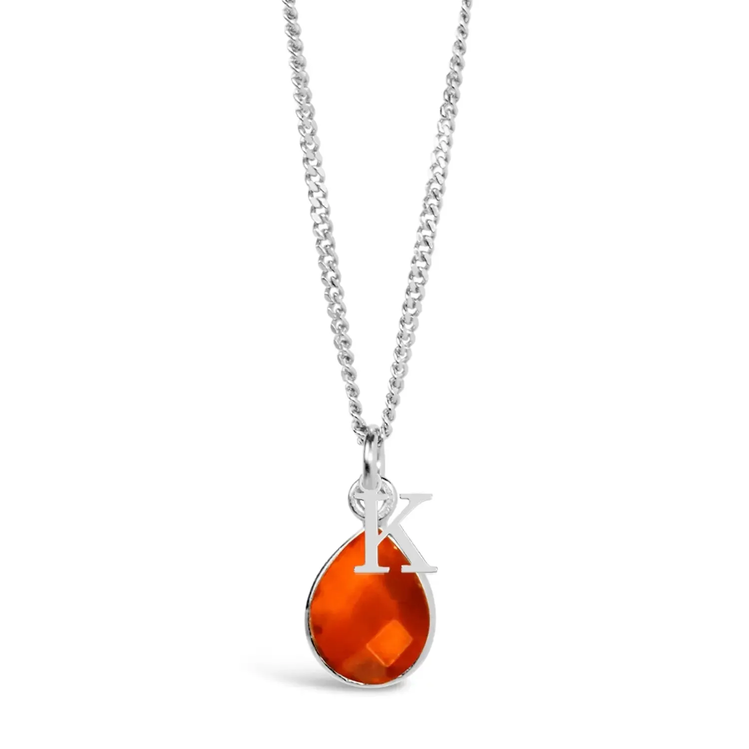 Carnelian Charm Necklace Silver July Birthstone