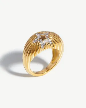 Celestial Ridge Pave Star Dome Ring | 18ct Gold Vermeil/Cubic Zirconia