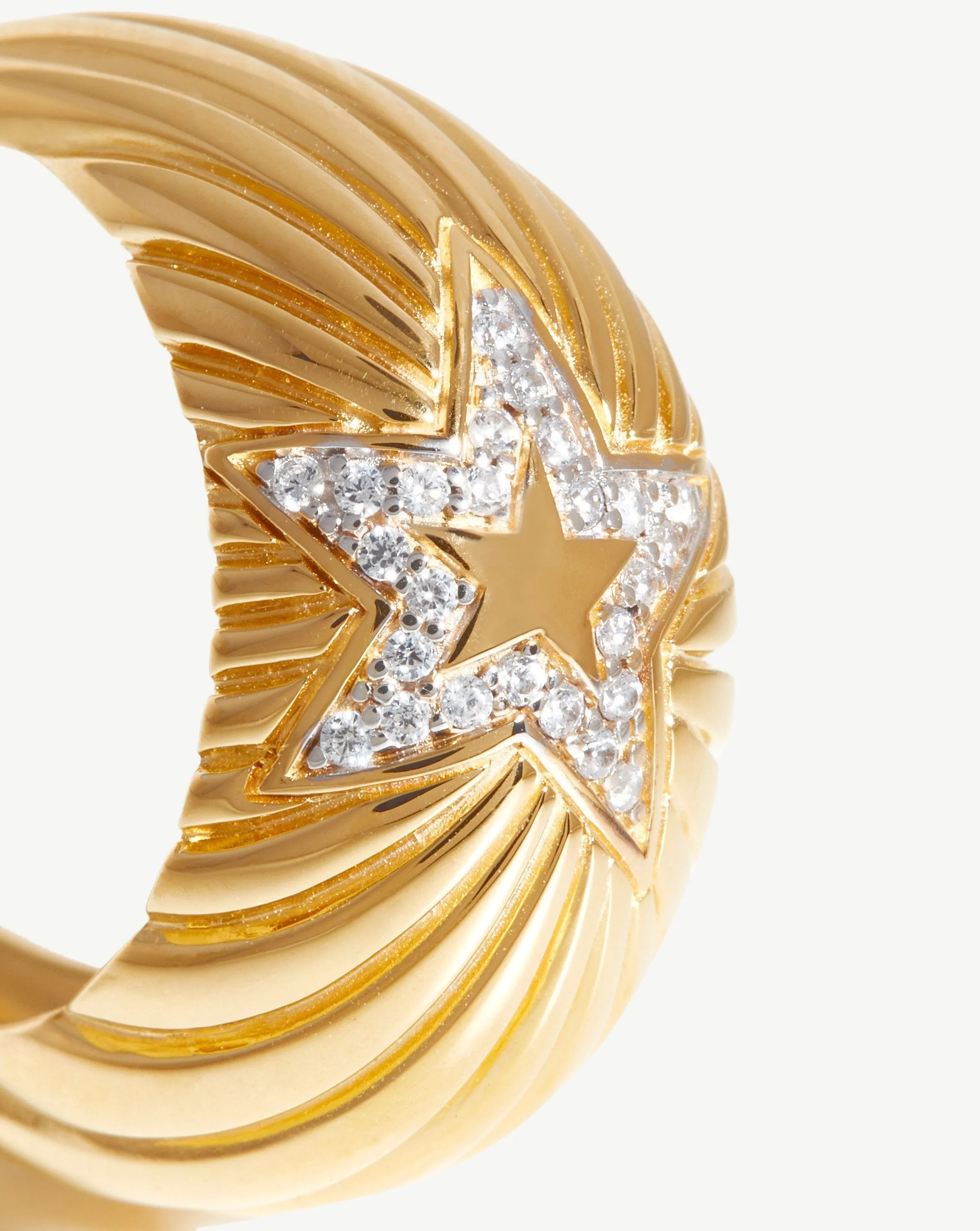 Celestial Ridge Pave Star Dome Ring | 18ct Gold Vermeil/Cubic Zirconia