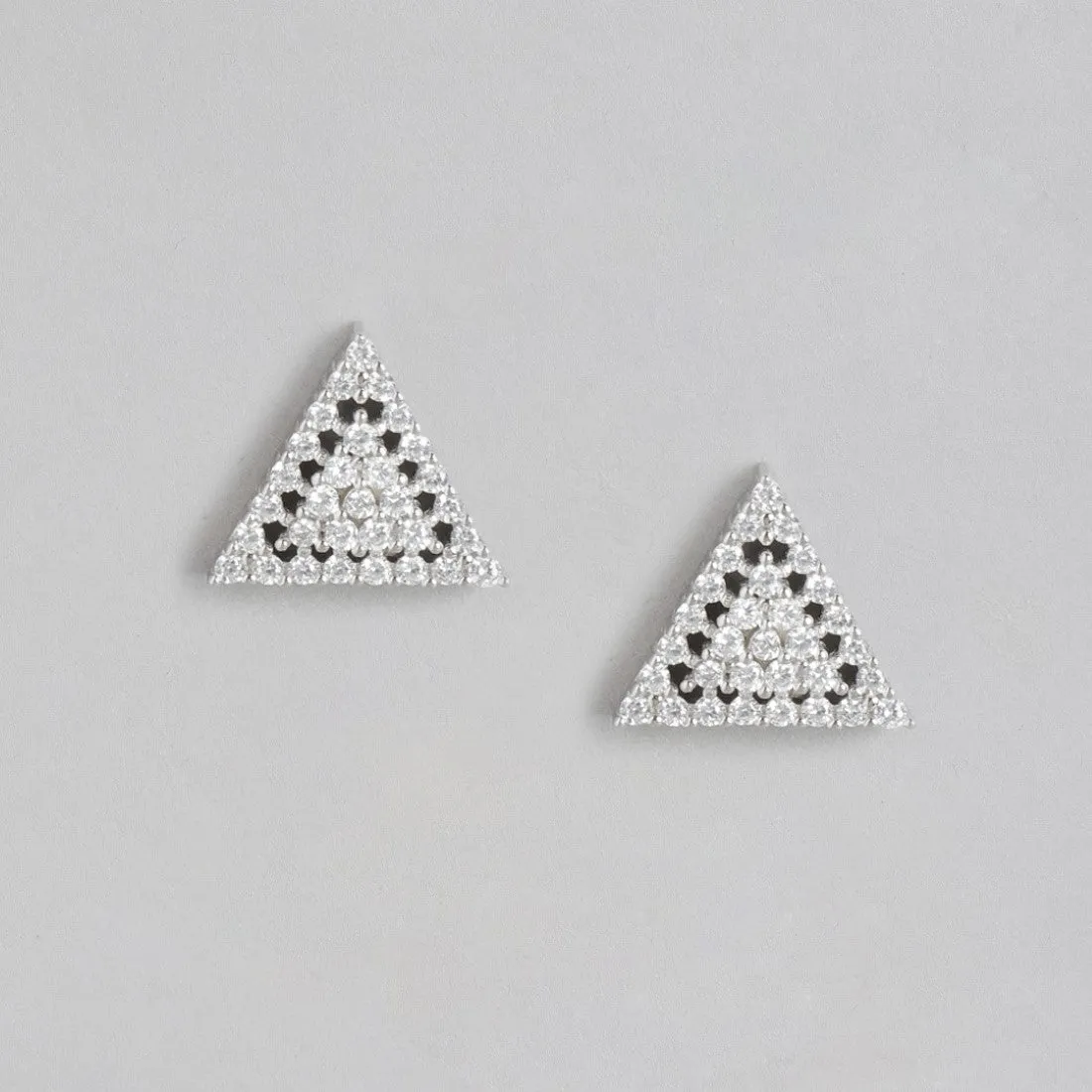 Chic Triangle Brilliance Rhodium-Plated CZ 925 Sterling Silver Earrings