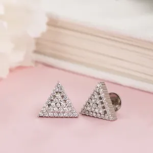 Chic Triangle Brilliance Rhodium-Plated CZ 925 Sterling Silver Earrings