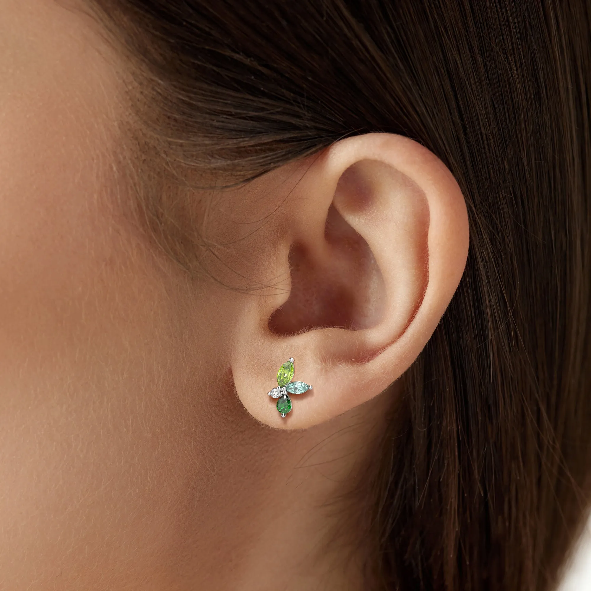 Cluster Green Earrings in 925 Silver - Irosk Australia ®