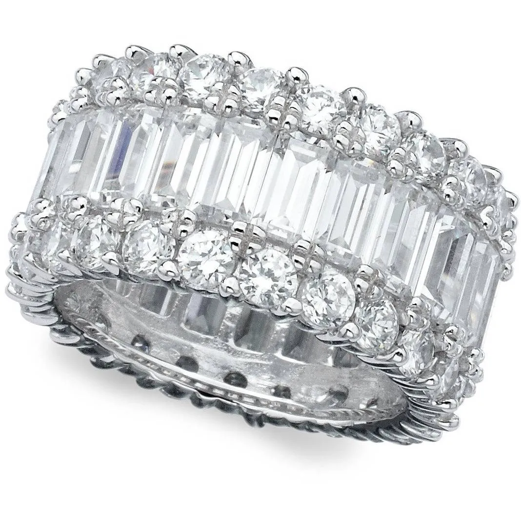 Crislu  Baguette Eternity Band  Finished in Platinum Finish