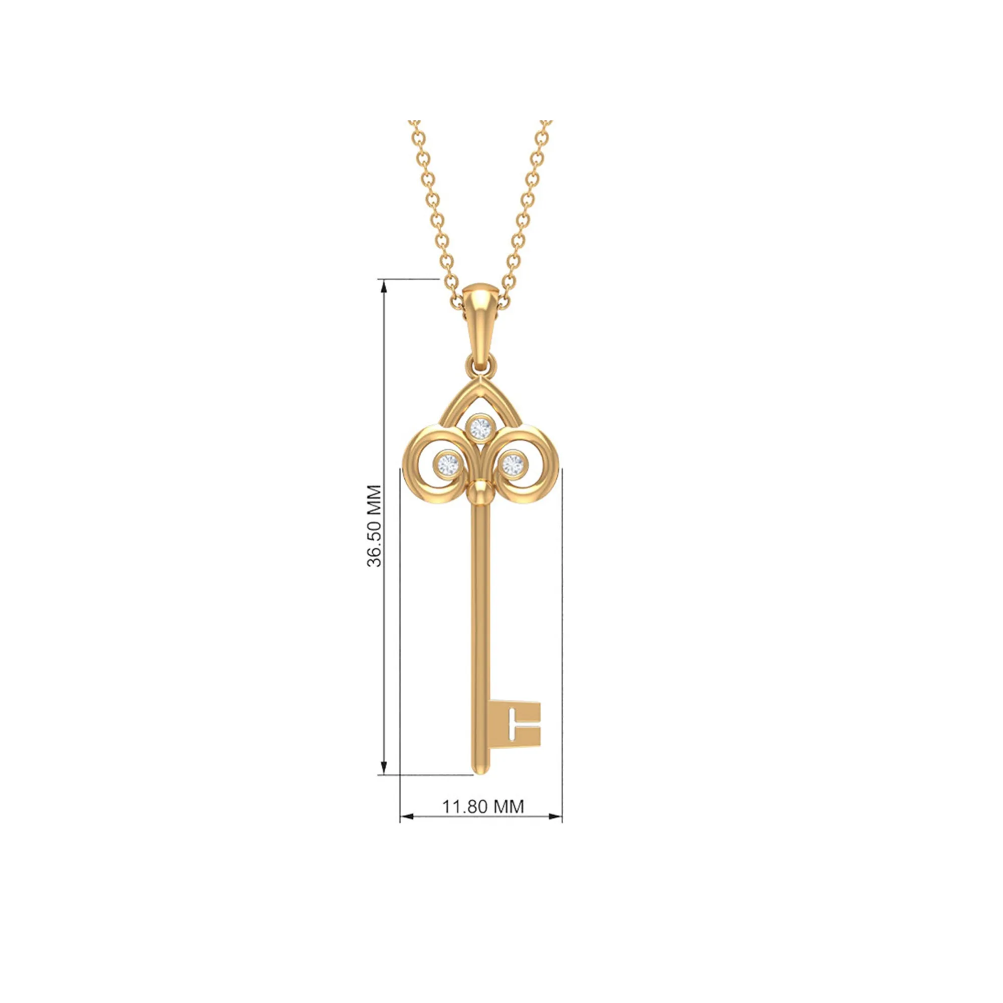 Cubic Zirconia Key Pendant Necklace