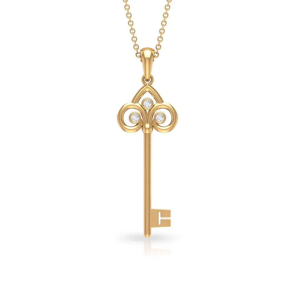 Cubic Zirconia Key Pendant Necklace