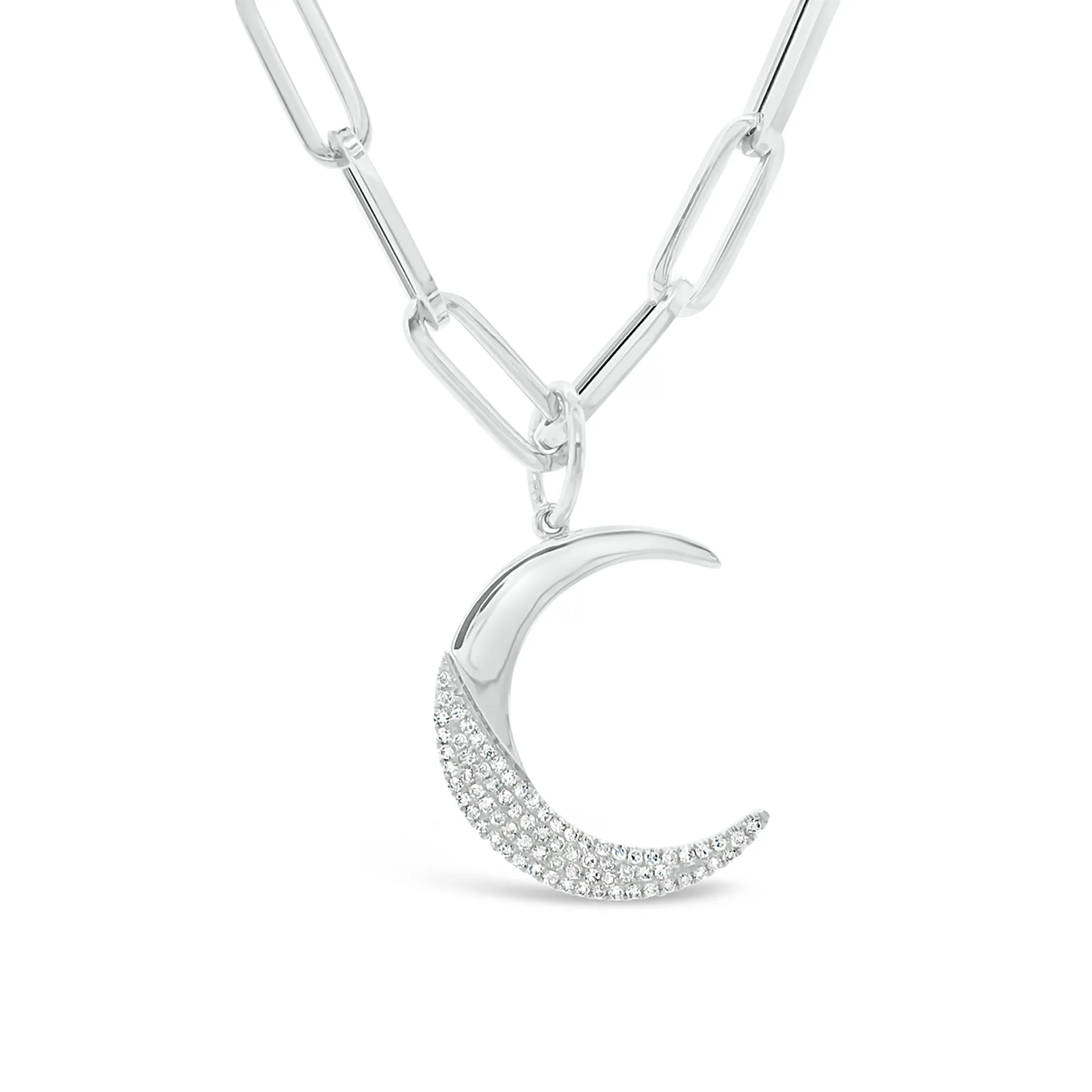 Diamond Crescent Moon Pendant Charm