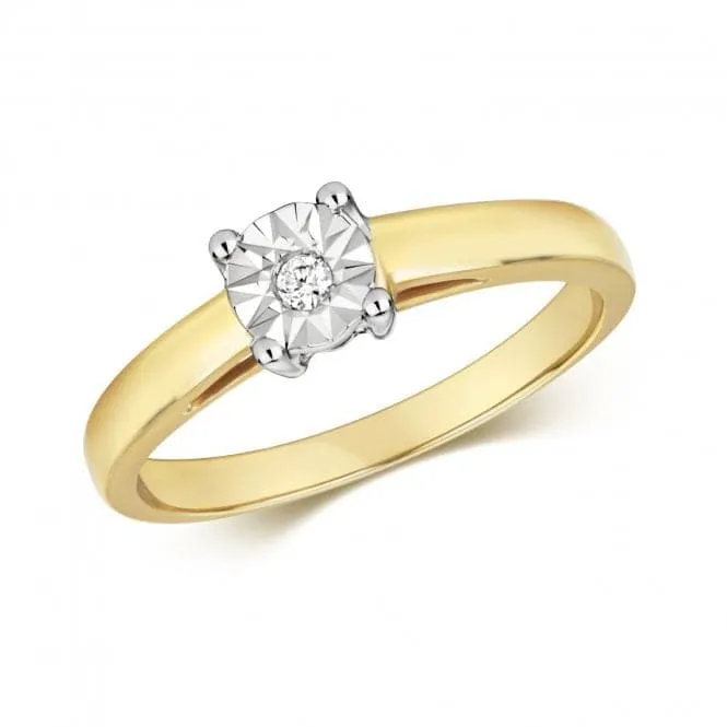 Diamond Jewellery 9ct Illusion Set Solitaire Gold Rings RD500