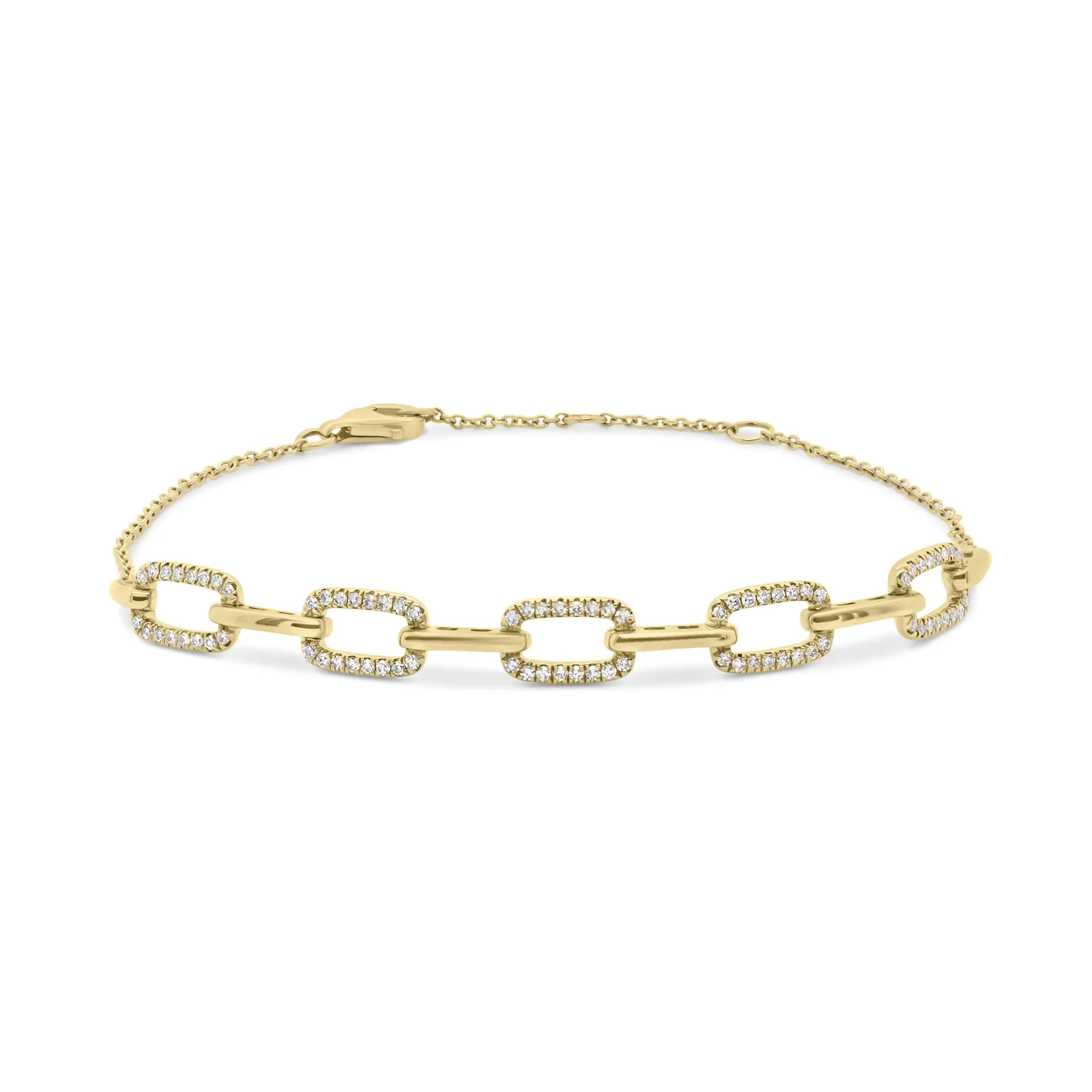 Diamond Rectangular Link Cable Chain Bracelet