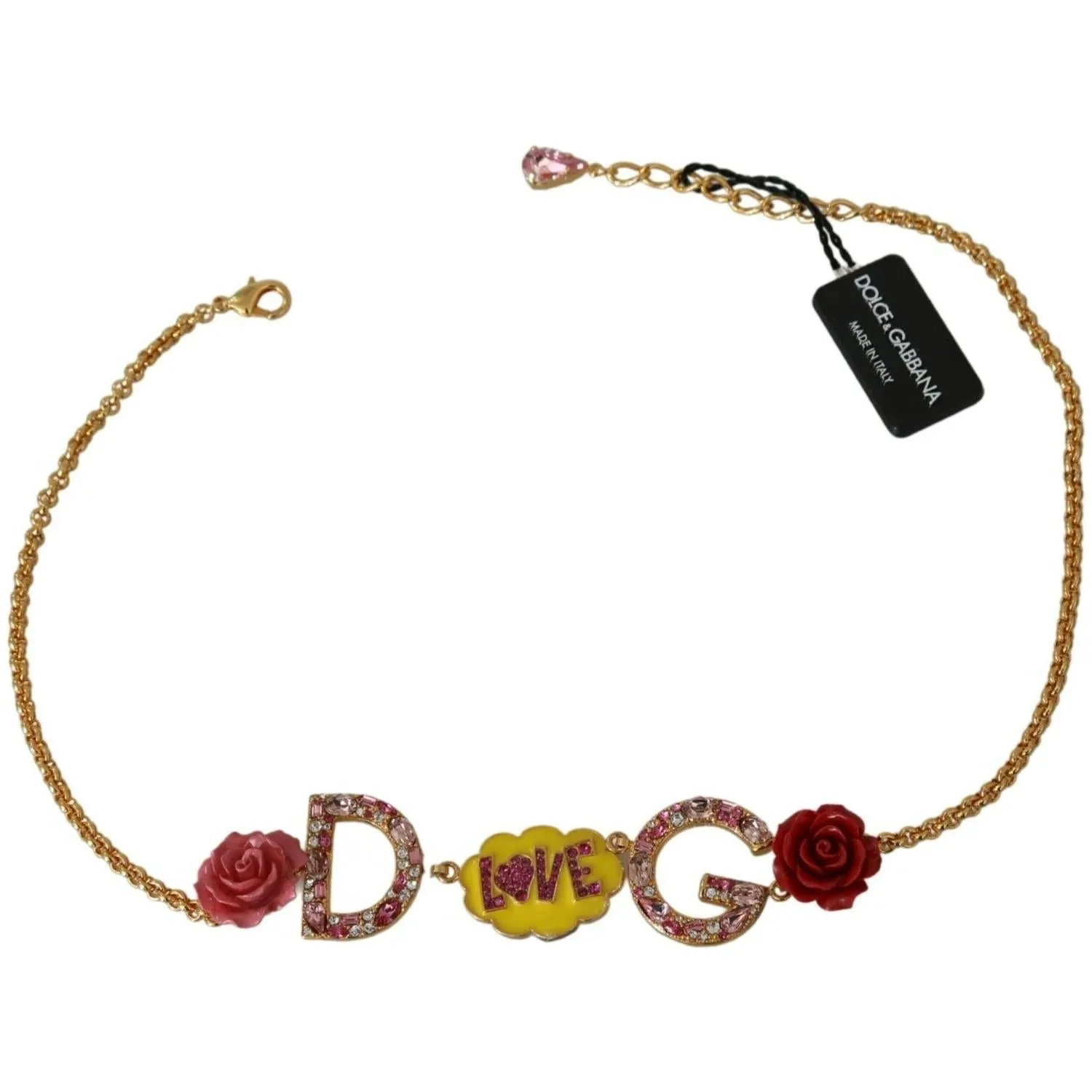 Dolce & Gabbana Gold Crystal Charm Statement Necklace