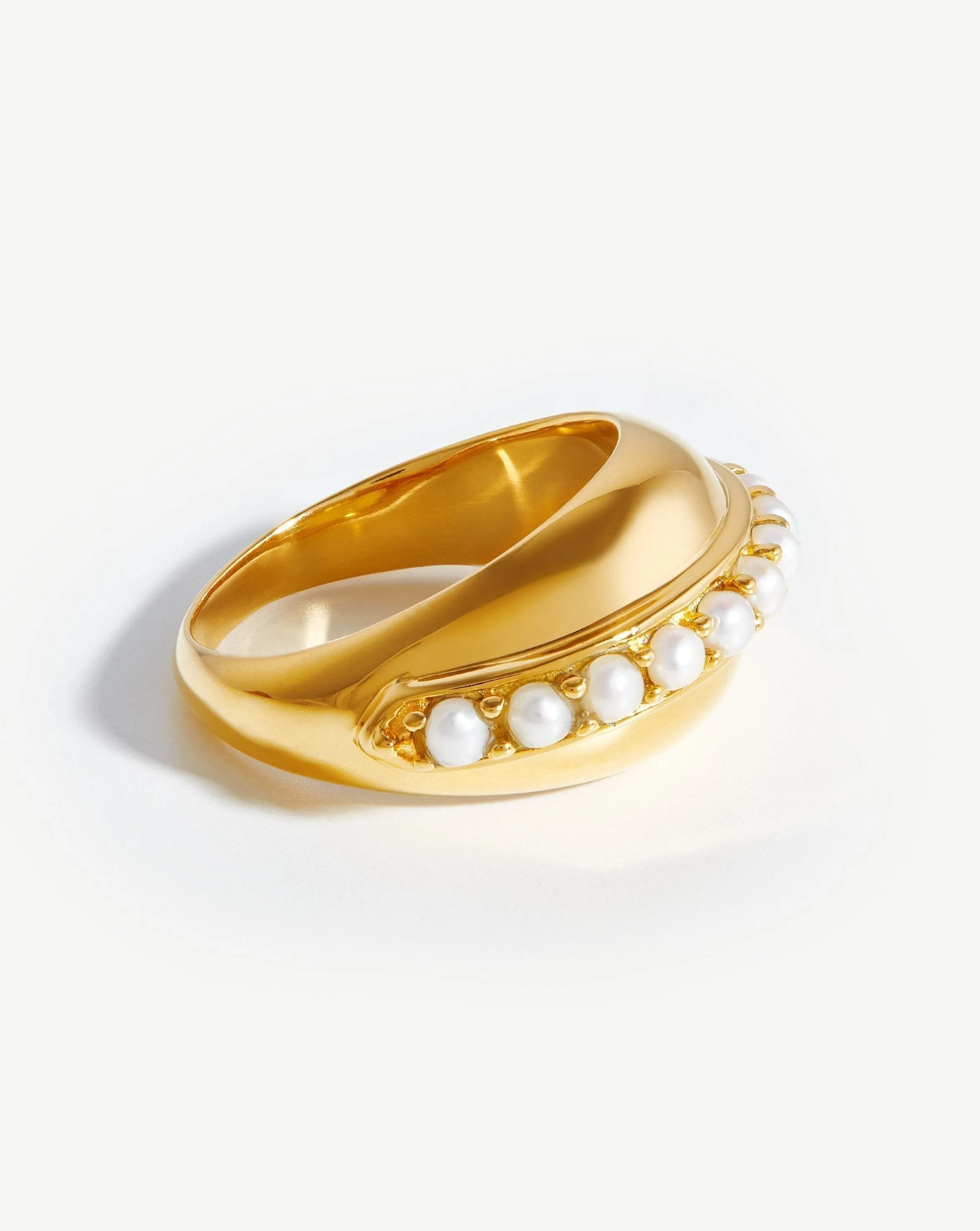 Dome Gemstone Ring | 18k Gold Plated/Pearl