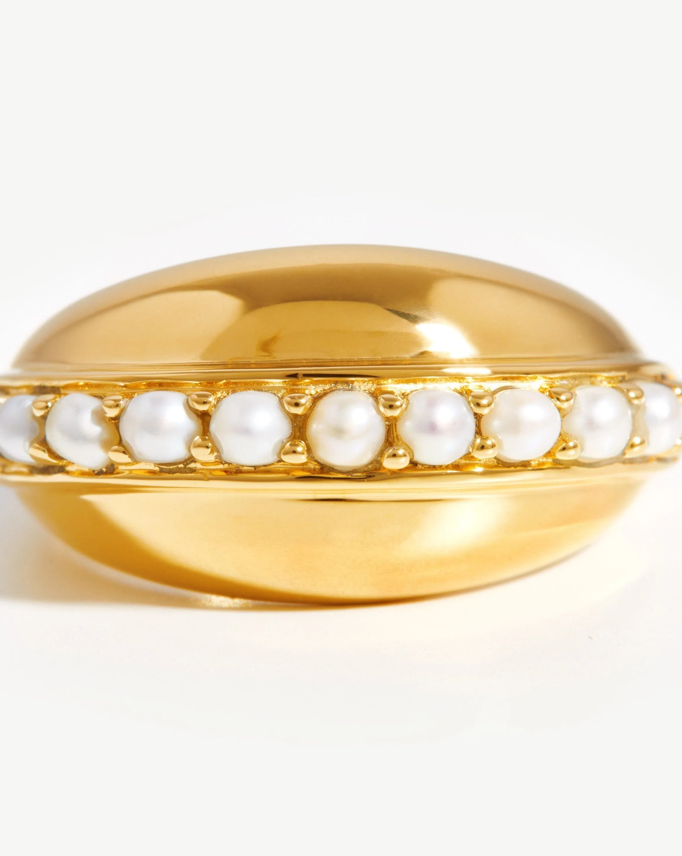 Dome Gemstone Ring | 18k Gold Plated/Pearl