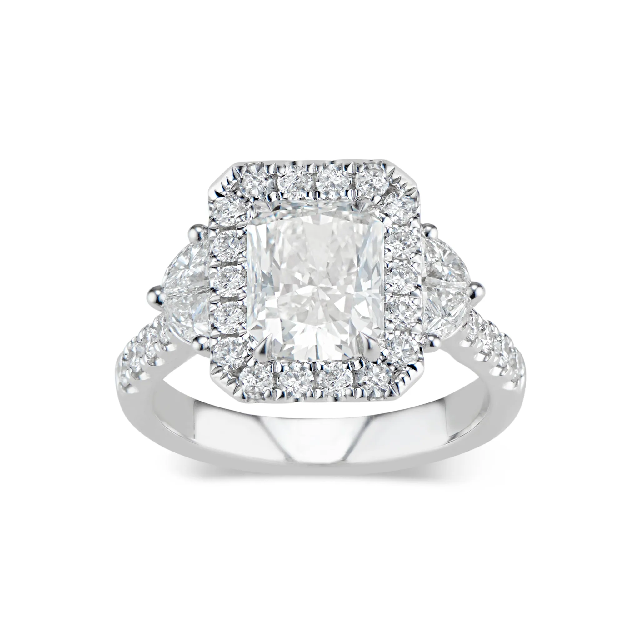 Elongated Radiant-Cut Diamond Engagement Ring