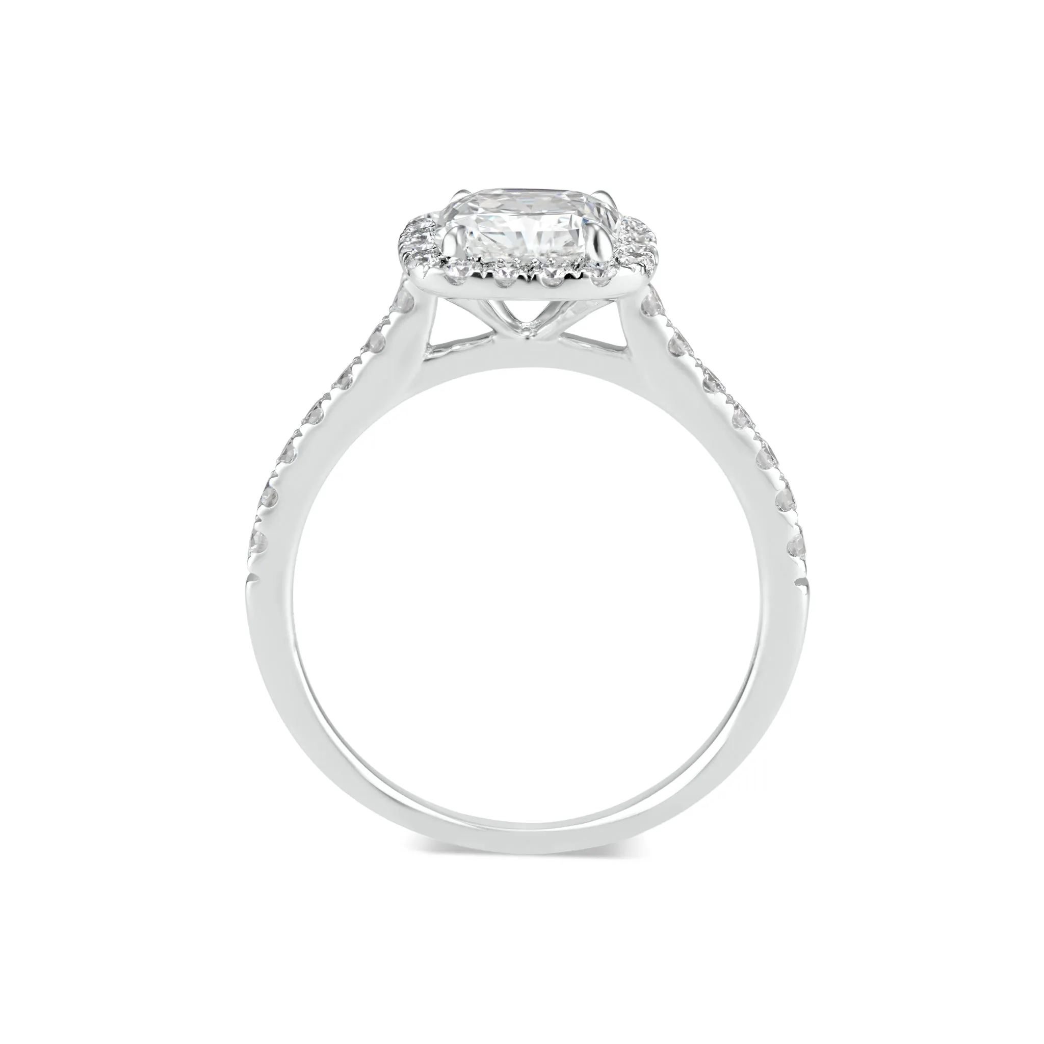 Elongated Radiant-Cut Halo Diamond Engagement Ring