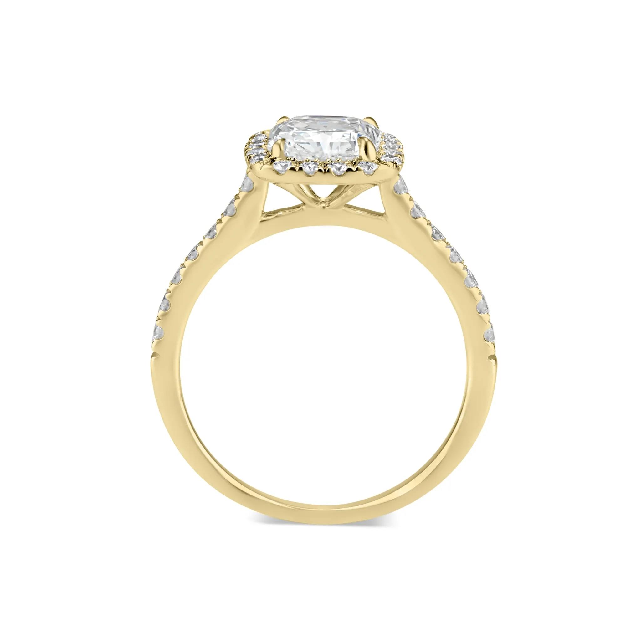 Elongated Radiant-Cut Halo Diamond Engagement Ring