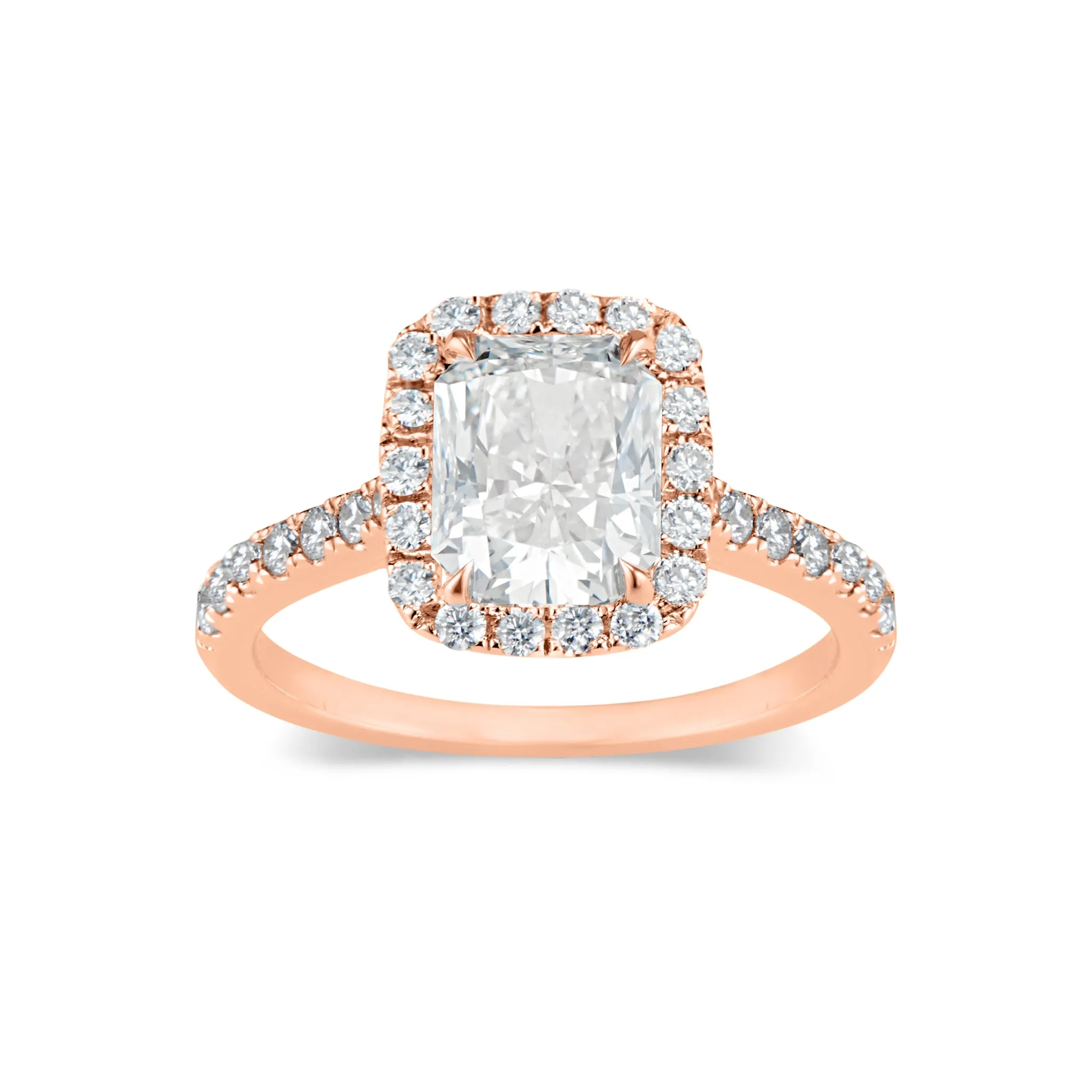 Elongated Radiant-Cut Halo Diamond Engagement Ring