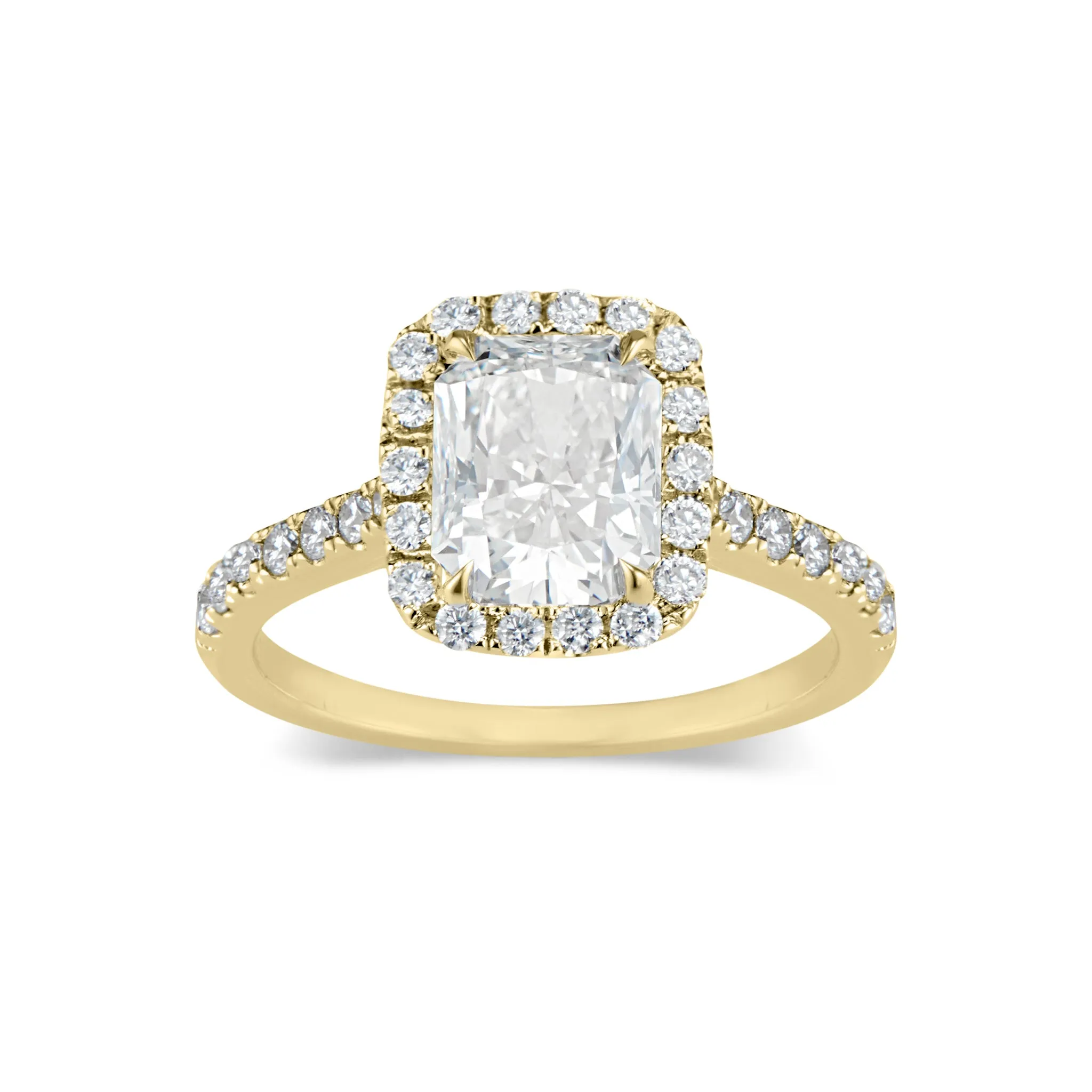 Elongated Radiant-Cut Halo Diamond Engagement Ring