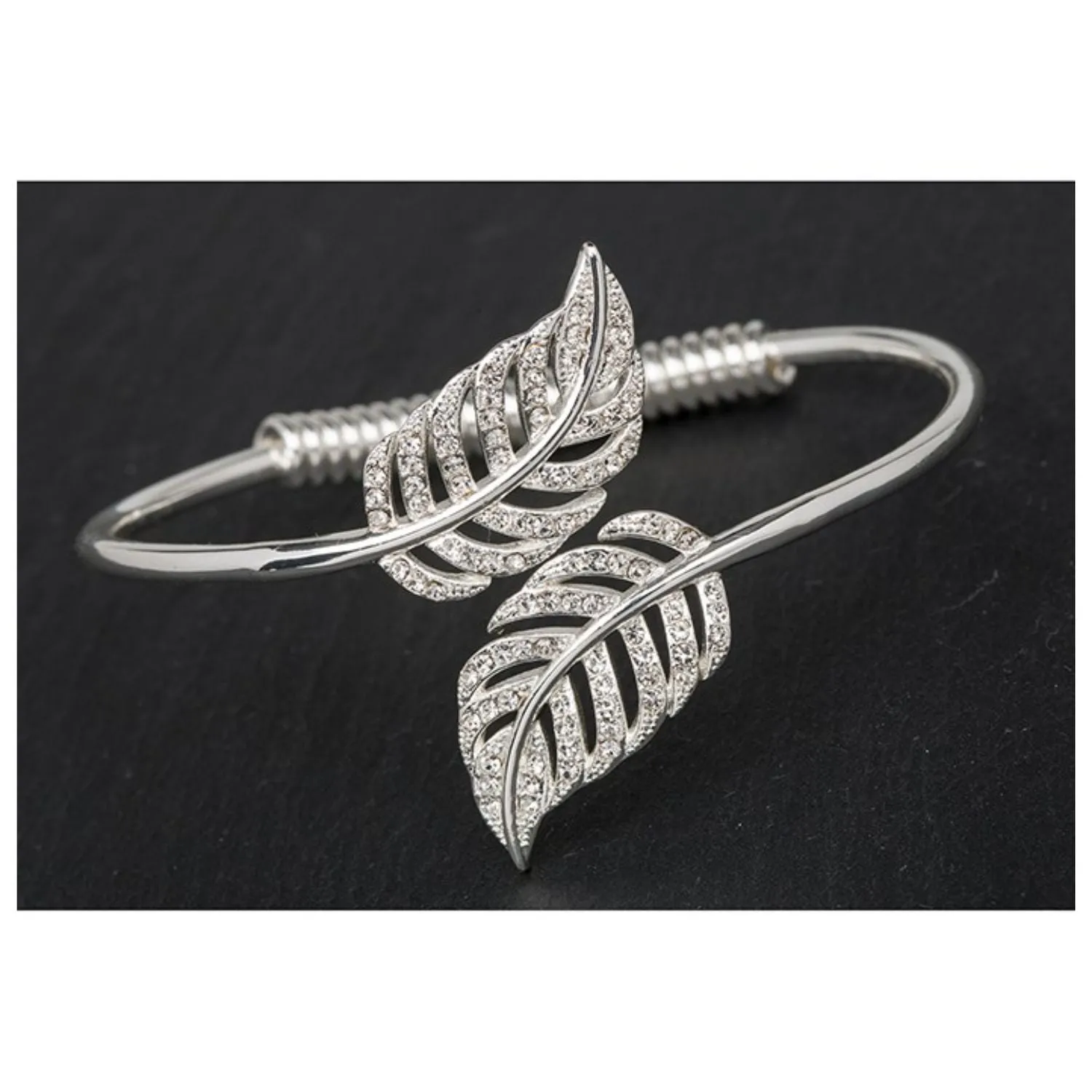 Equilibrium 19cm SP Feathers Open Bangle