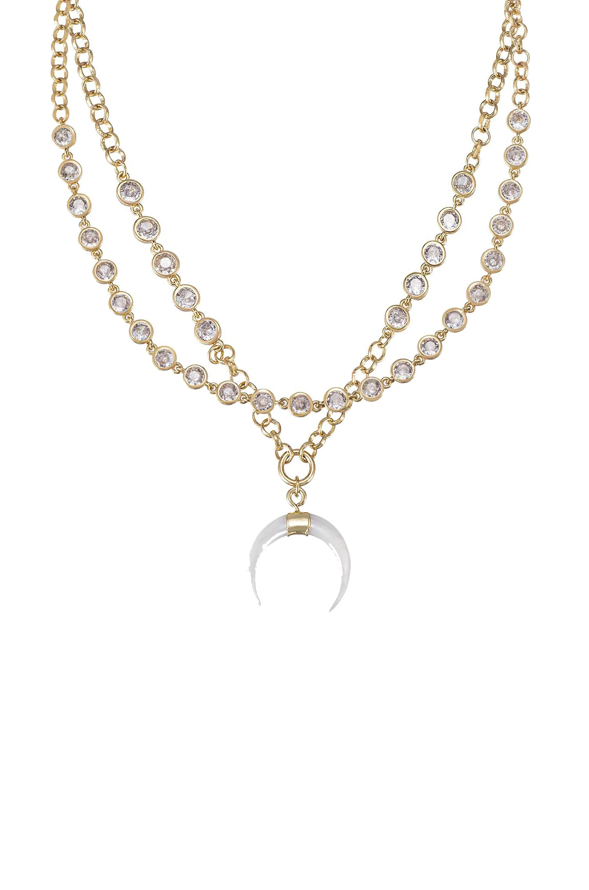 Ettika: Crystal Dotted Horn Pendant Necklace Set