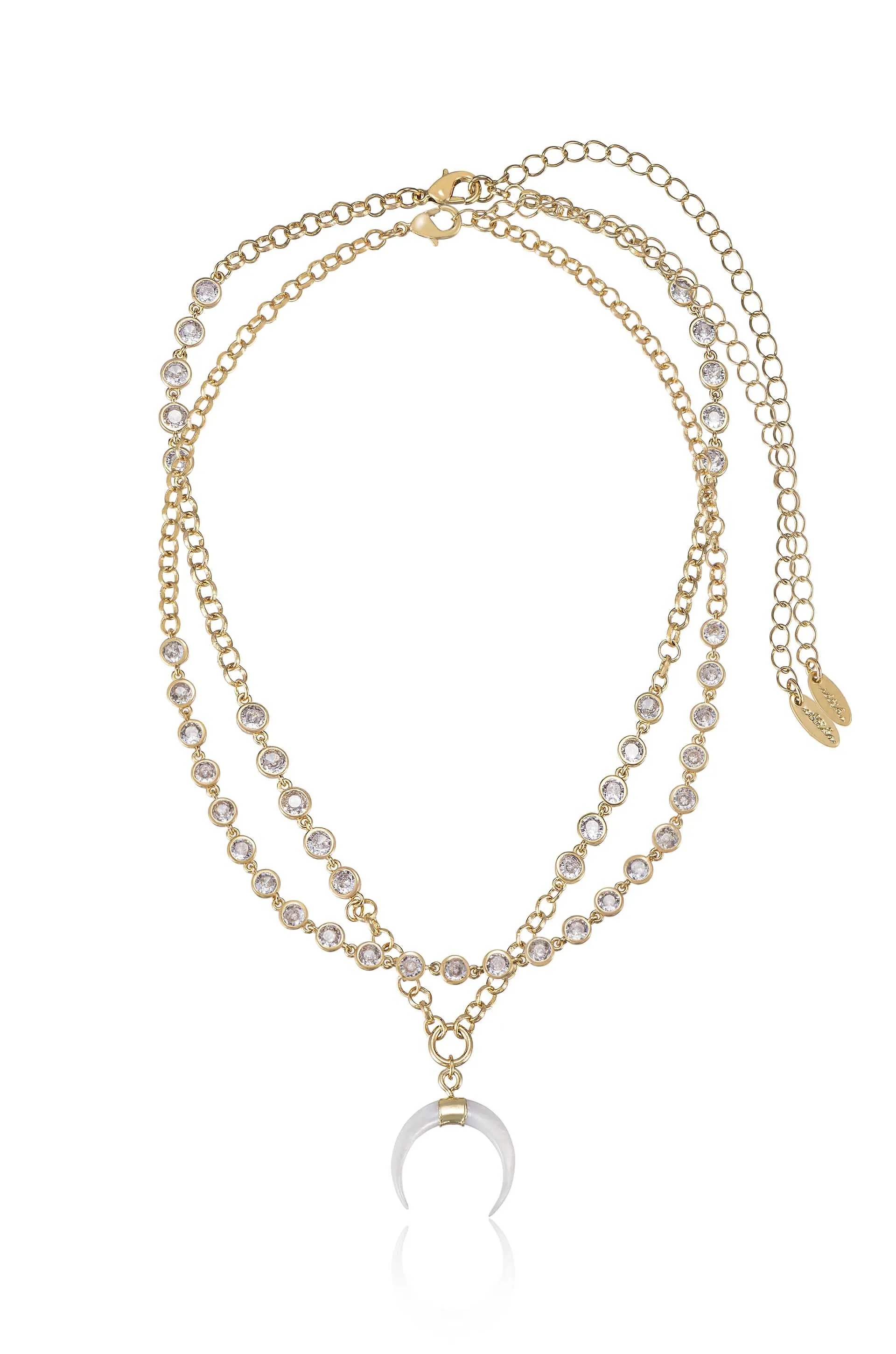 Ettika: Crystal Dotted Horn Pendant Necklace Set