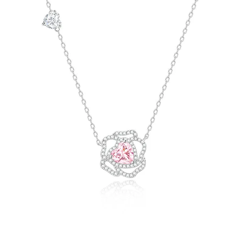 FANCIME "Rose Amour" Sterling Silver Pearl Double Layer Necklace