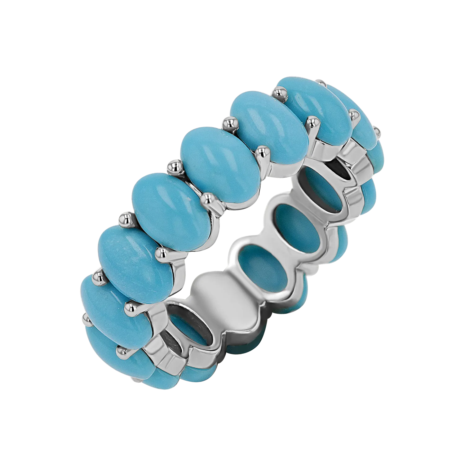 Genuine Turquoise Oval Eternity Band