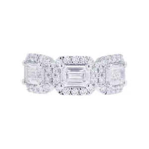 Gio 3 Stone Halo Diamond Ring 2ct