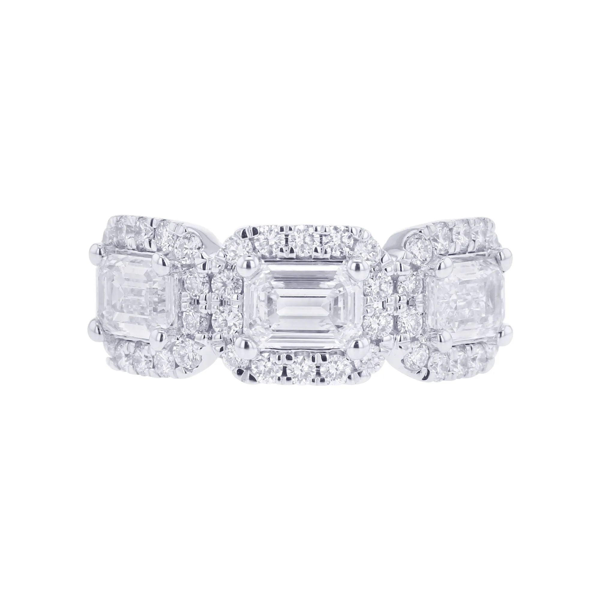 Gio 3 Stone Halo Diamond Ring 2ct