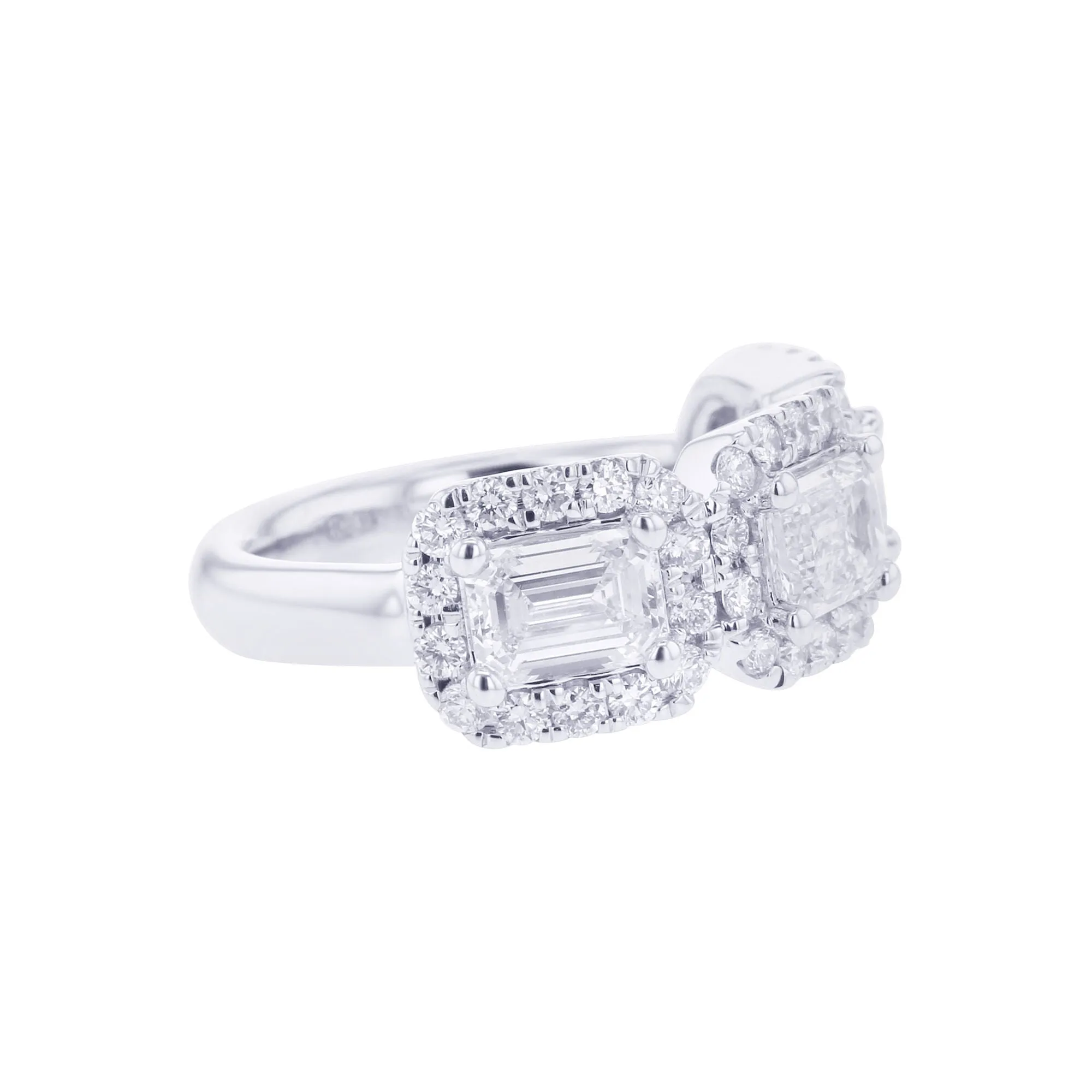 Gio 3 Stone Halo Diamond Ring 2ct