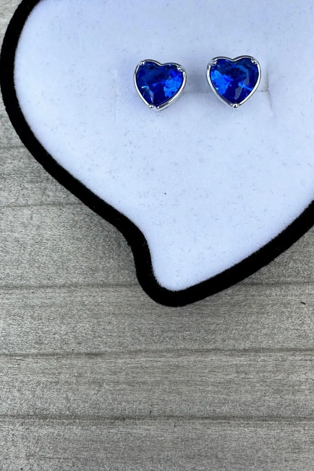 Glam Love Sterling Silver Stud Earrings - Blue