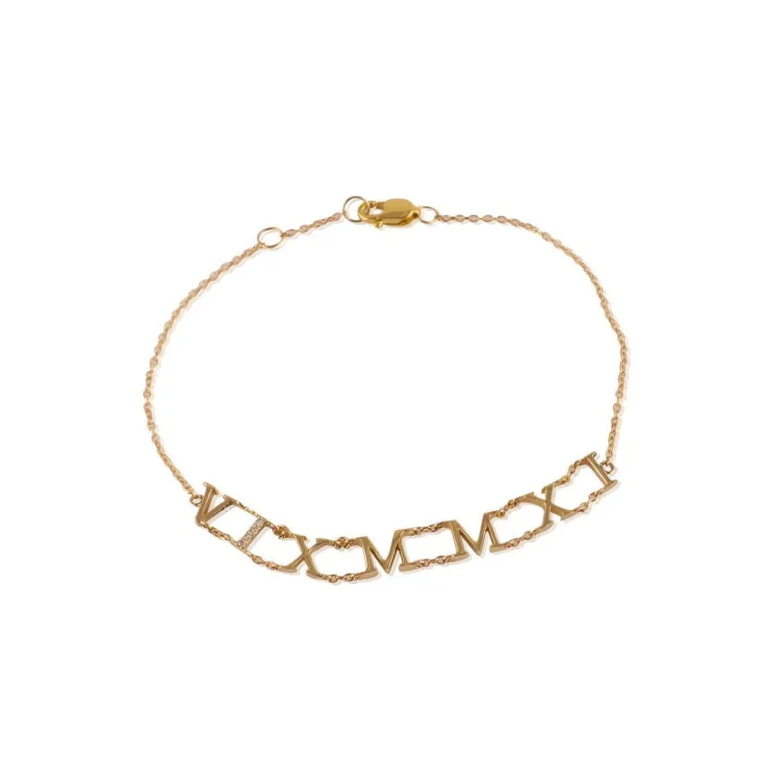 Gold Bracelet with Roman Numerals