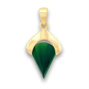 Gold Brass Pendant with Synthetic Synthetic Glass in Emerald for Women Emerald Stone Color Style LOA633 Size 15