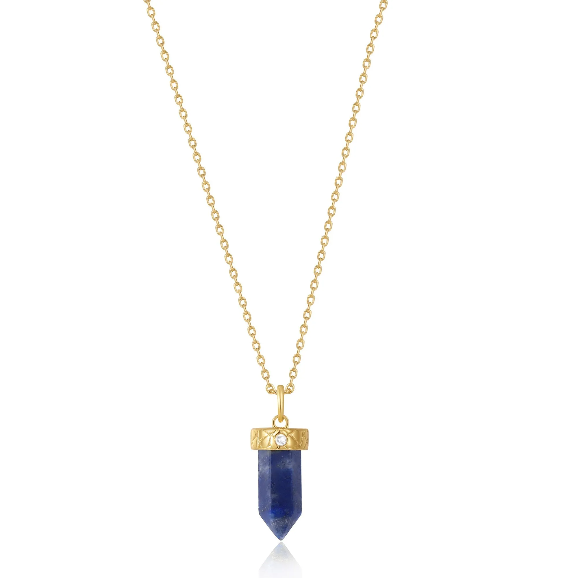 Gold Lapis Point Pendant Necklace