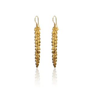 Gold Long Fern Earrings