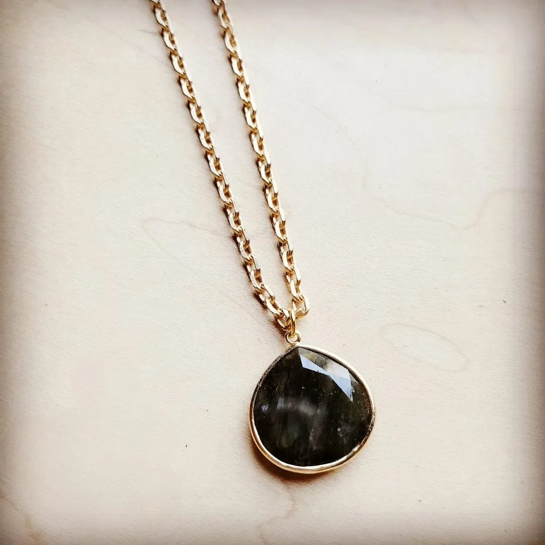 Gold Necklace w/ Labradorite Pendant