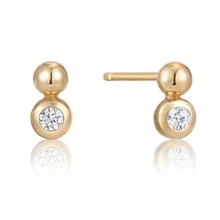 Gold Orb Sparkle Stud Earrings