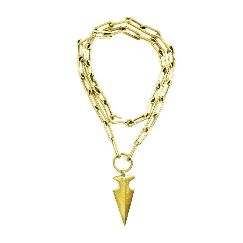 Gold Plated Chain Arrowhead Necklace