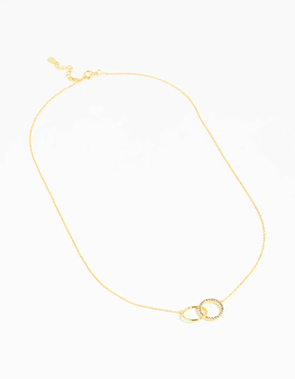 Gold Plated Sterling Silver Pave Link Hoop Necklace