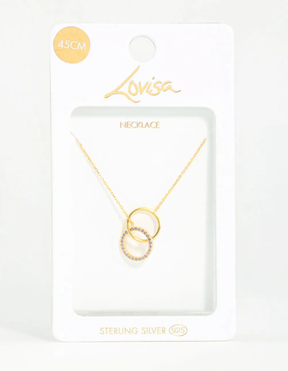 Gold Plated Sterling Silver Pave Link Hoop Necklace