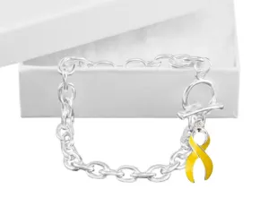 Gold Ribbon Chunky Charm Awareness Bracelets