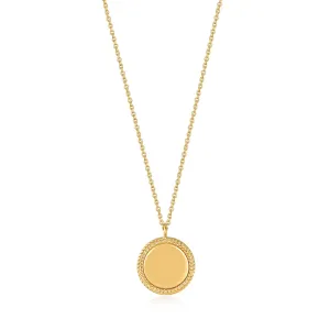 Gold Rope Disc Necklace