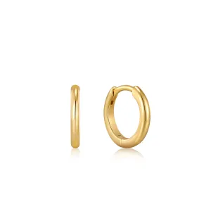 Gold Smooth Huggie Hoop Earrings