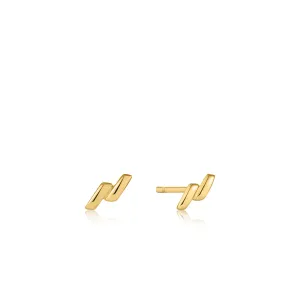 Gold Smooth Twist Stud Earrings