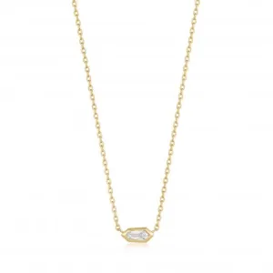 Gold Sparkle Emblem Chain Necklace N041-01G-W