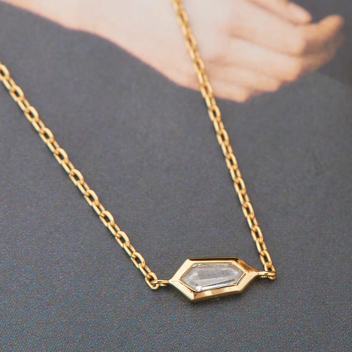 Gold Sparkle Emblem Chain Necklace