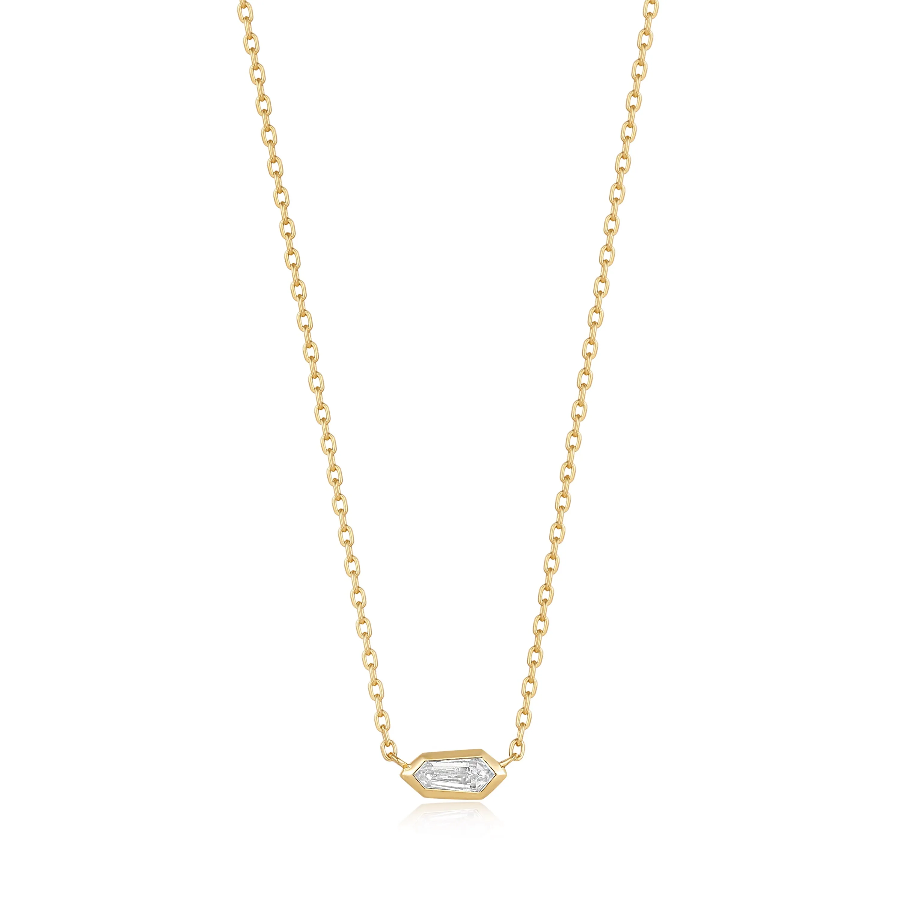 Gold Sparkle Emblem Chain Necklace