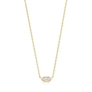 Gold Sparkle Emblem Chain Necklace