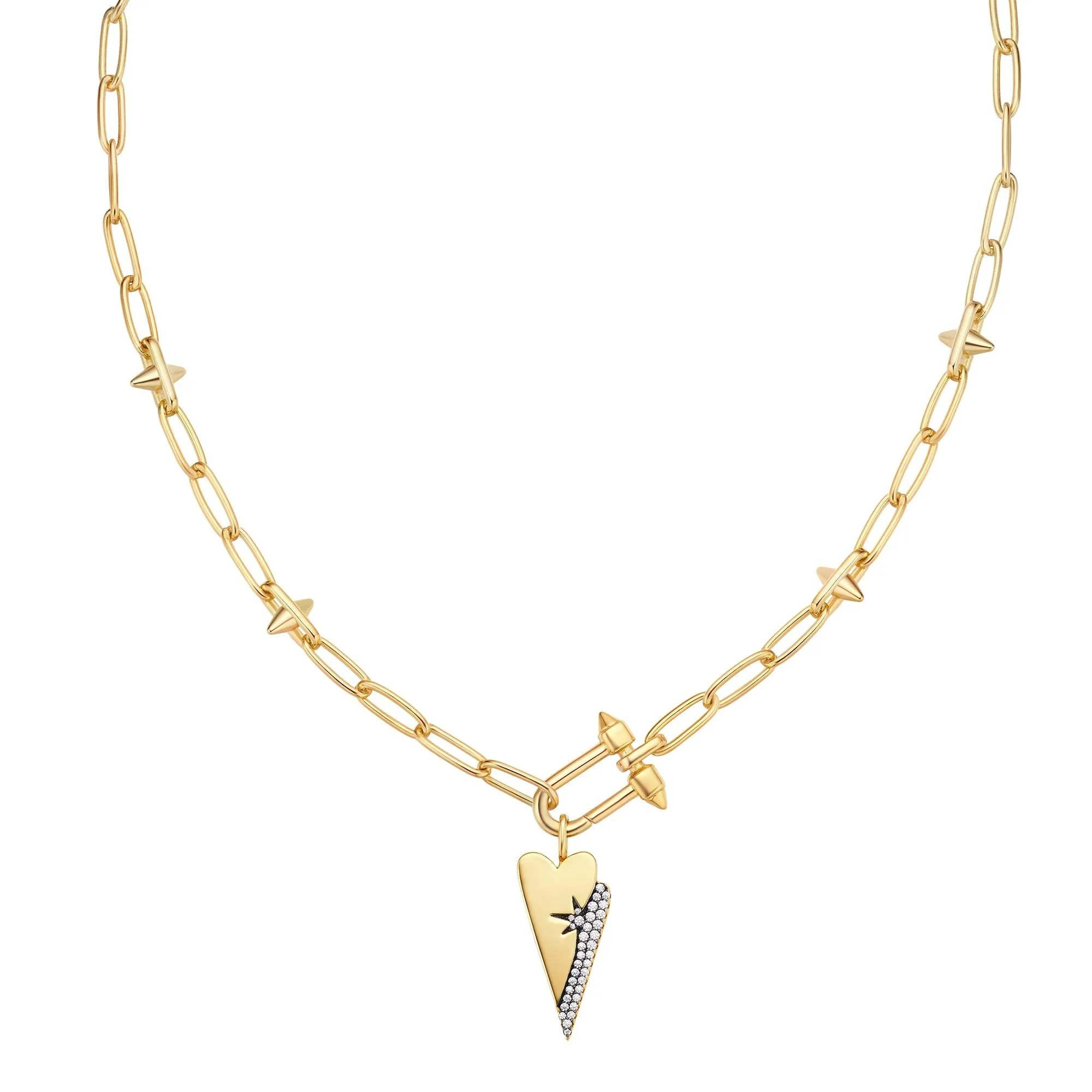 Gold Stud Link Charm Necklace